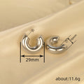 Wide C Shape Chunky Stud Earrings Polished Statement Fashion Jewelry view 4
