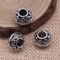 Antique Silver Swirl Pattern Round Large Hole Metal Bead view 2