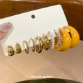 Gold Acrylic C Hoop Stud Earring Multi Pair Mixed Set view 3