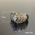 Wide Gold Tone Geometric Crystal Statement Ring with Clear Crystal Details view 5