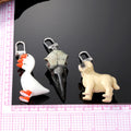 Silver Tone Three Headed Dog Goose and Bird Skull Novelty Keychains view 5