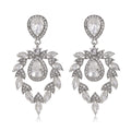 Blue Silver Tone Blue Teardrop Leaf Cluster Crystal Five Designs Metal Dangle Earrings view 6
