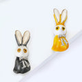 Long Ear Rabbit Enamel Brooch With Crystal Bow in Two Colors view 3