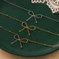 Open Wire Bow Pendant Necklace Bracelet Gold Rose Steel view 2