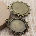 Antique Bronze Sunburst Round Cabochon Tray Pendant view 2