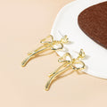 Gold Liquid Metal Open Bow Heart Stud Drop Earrings view 2