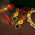 Red Yellow and Green Triple Rounded Triangle Earrings view 3
