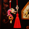 Gradient Crystal Chinese Dragon Rearview Mirror Tassel Car Ornaments view 9