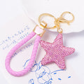 Rhinestone Star Keychain Gold Ring Braided Cord 15 Styles view 6