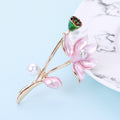 Enamel Lotus Stem Brooch In 2 Color Variants For Jackets and Scarves view 3