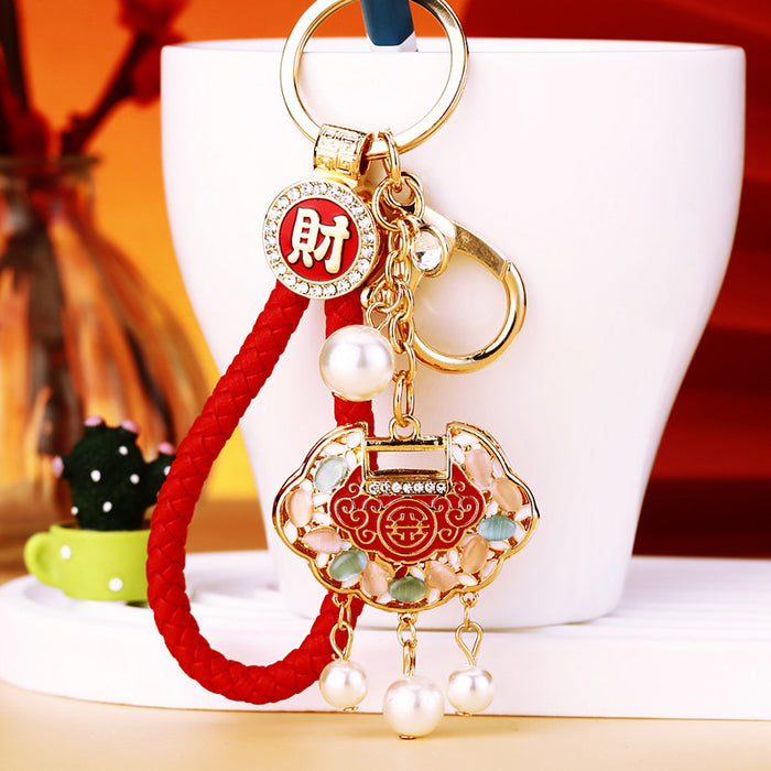 Jeweled Ruyi Lock Keychains and Braided Wrist Strap Components