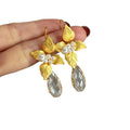 Gold-Tone Crystal Leaf And Teardrop Hook Earrings Fashion Jewelry view 5