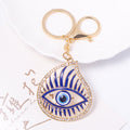 Rhinestone Evil Eye Teardrop Keychain Gold Tone Metal Charm view 7