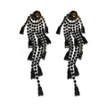 Black Crystal Chain Tassel Statement Earrings Jewelry view 5