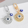 Blue Evil Eye Filigree Round Pendant Keychain with Tassel view 3