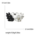 Twin Swan Heart Rhinestone Brooch Crystal Wing Pin view 8