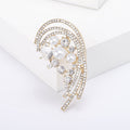 Long Curved Crystal Spray Brooch With Pearl Cluster view 7