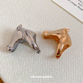 Polished Metal Horse Head Open Rings Silver Gold Tone view 4