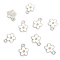 White Five Petal Flower Charms in Gold and Silver Tones view 3