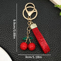 Six Red Rhinestone Cherry and Strawberry Metal Keychain Designs view 2
