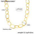 Gold Hammered Oval Link Necklace Bracelet Drop Earrings view 7
