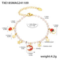 Pearl Christmas Charm Necklace and Bracelet in Gold Tone view 7