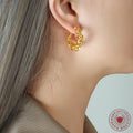 Twisted Rope Geometric Open Hoop Earrings Gold or Steel view 3