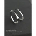 Silver Round Plain Huggie Hoop Earrings Minimal Thick Band view 1