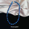 Blue Mottled Bead Necklace Red Spacers Silver Clasp view 4