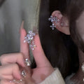 Silver Tone Crystal Floral Ear Cuff Fashion Jewelry view 1