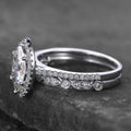 Silver Tone Marquise Halo Ring Set Clear Stones Two Bands view 4