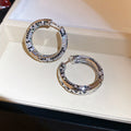 Two Tone Crystal Hoop Earrings in Gold or Silver Tone view 6