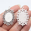 Rounded Bead Oval Pendant Setting 18x25mm Two Finishes view 1