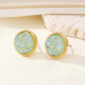 Gold Tone Round Druzy Resin Stud Earrings in Six Colors view 5