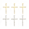 Long Crystal Cross Charms in Gold Tone and Silver Tone view 1