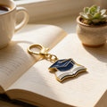 Enamel Navy Grad Cap Open Book Charm Gold Lobster Clasp view 3