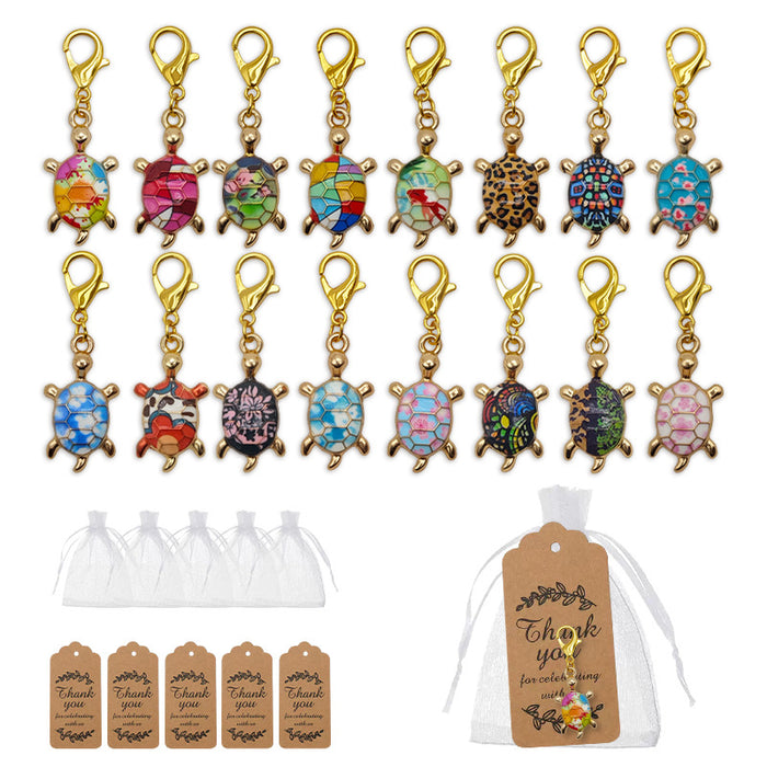 Printed Turtle Keychain Gold Lobster Clasp Sixteen Designs