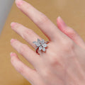 Marquise Clear Stone Leaf Cluster Floral Ring In Silver Tone view 3
