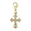 Rhinestone Ornate Cross Lobster Clasp Charm Silver Gold view 7