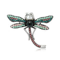 Curved Dragonfly Brooch With Pearl and Pastel Crystal Wings view 1