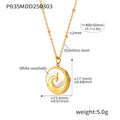 Phoenix Circle Pendant Necklace With White Seashell Inlay view 6
