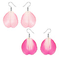 Silver Tone Translucent Rose Petal Acrylic Hook Earrings view 5