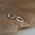 Silver Tone Mini Flower Detail Huggie Hoop Earrings For Women view 3