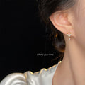 Gold Tone Clear Stone Wreath Bow Teardrop Stud Earrings view 2