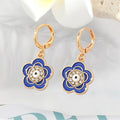 Gold Enamel Flower Evil Eye Huggie Hoop Earrings Five Colors view 4