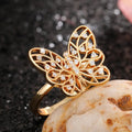Gold Openwork Butterfly Ring Clear CZ Wing Accents view 4