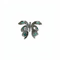 Silver Oversized Butterfly Open Ring Green Enamel Accents view 5