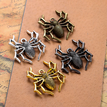 Raised Spider Metal Charm in 4 Decorative Finishes