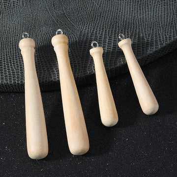Mini Wooden Baseball Bat Charm Pendant Natural Finish Two Sizes