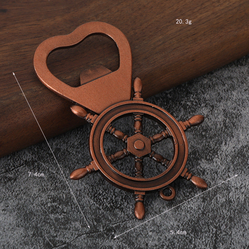 Ship Wheel Bottle Opener Zinc Alloy Keychain Bag Charm